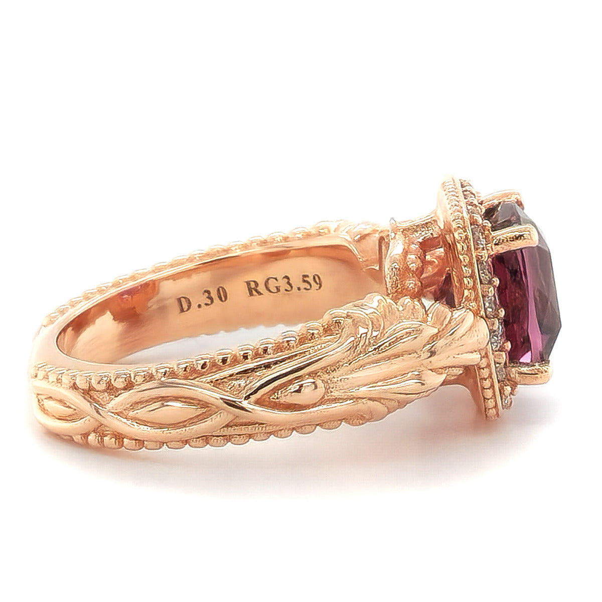 18K Rose Gold 3.89ct TGW Purple Rhodolite Garnet and Diamond One-of-a-Kind Ring