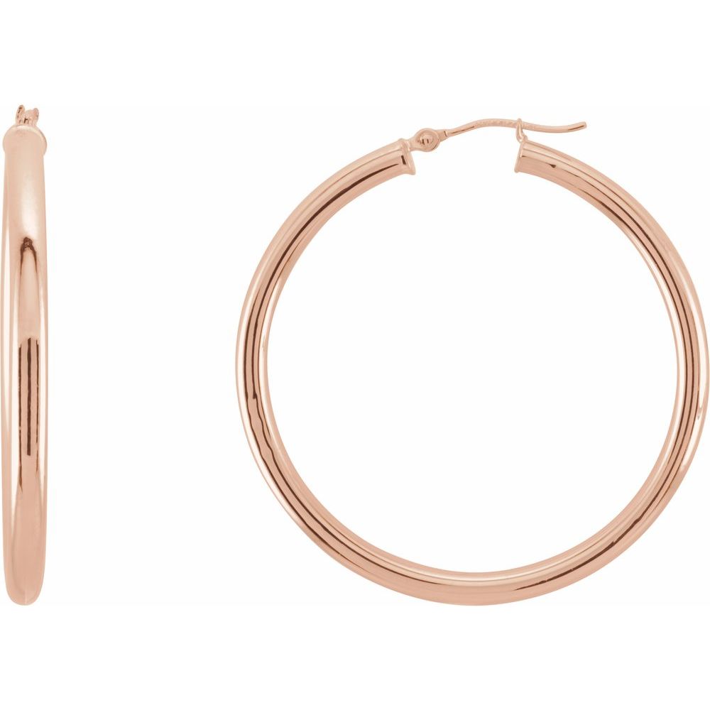 14K Rose Gold 40 mm Tube Hoop Earrings