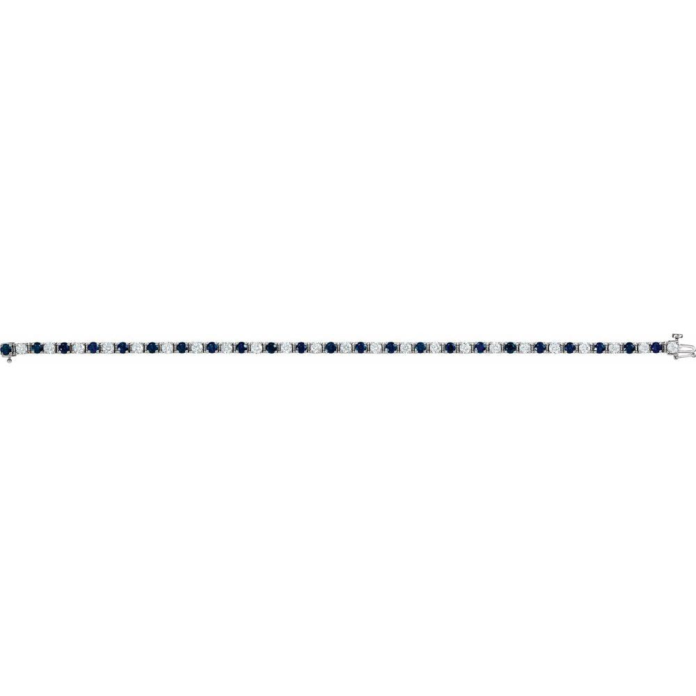 14k White Gold Natural Blue Sapphire & 2 3/8 CTW Natural Diamond Line 7" Bracelet