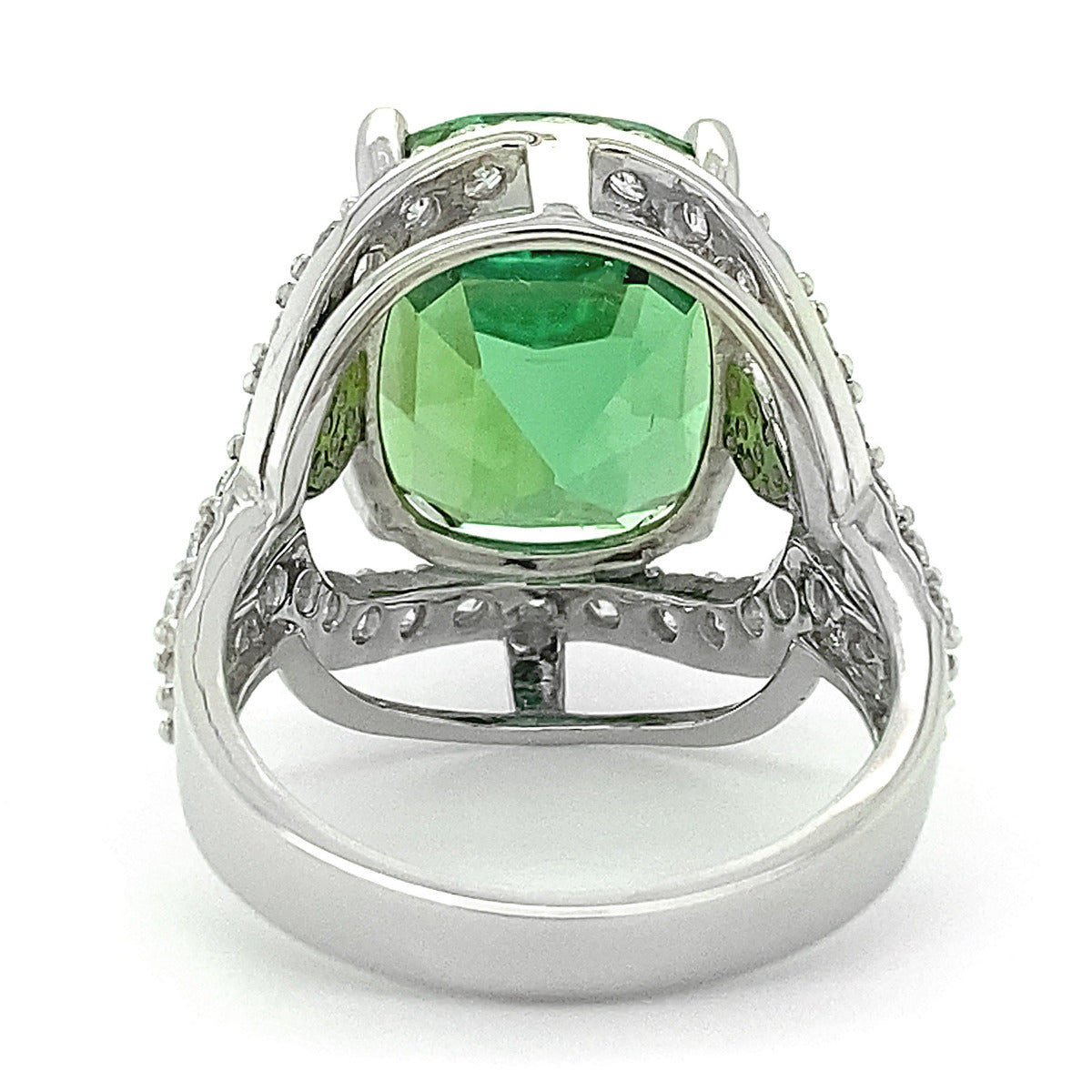 Platinum 16.01ct TGW Green Tourmaline and Diamond One-of-a-Kind Ring