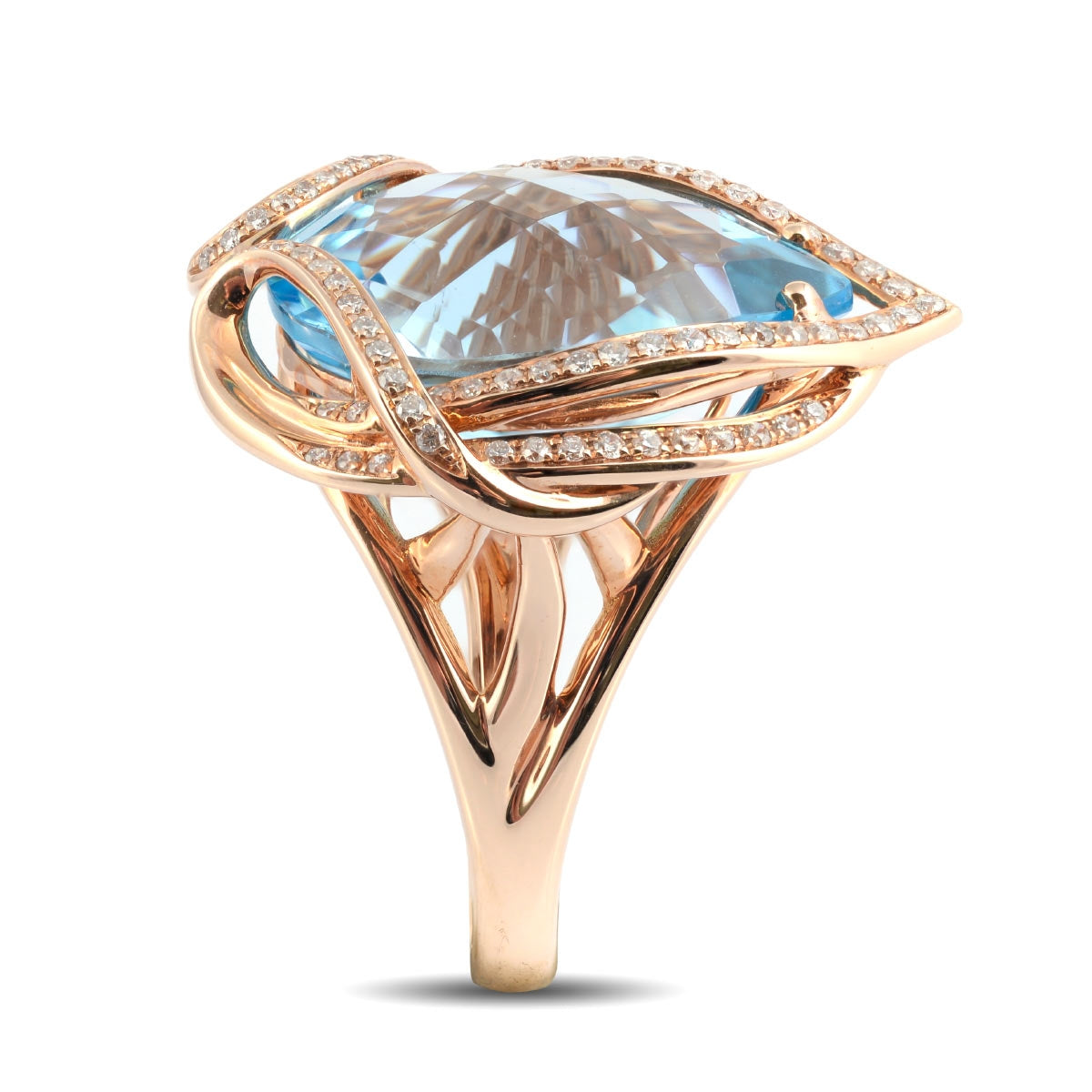 18K Rose Gold 20.62 ct TGW Swiss Blue Topaz One-of-a-Kind Ring