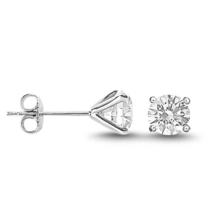 14k White Gold 0.58 carat TW Diamond Solitaire Stud Earrings (F-G, I1)