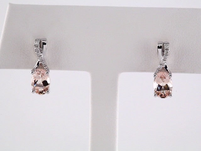 14k White Gold Natural Morganite & .05 CTW Natural Diamond Earrings