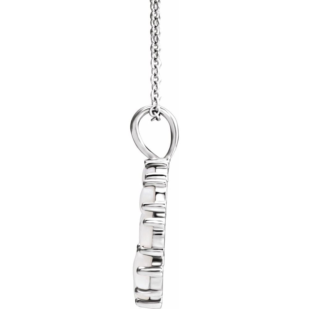 14k White Gold Natural Opal Halo-Style 18" Necklace