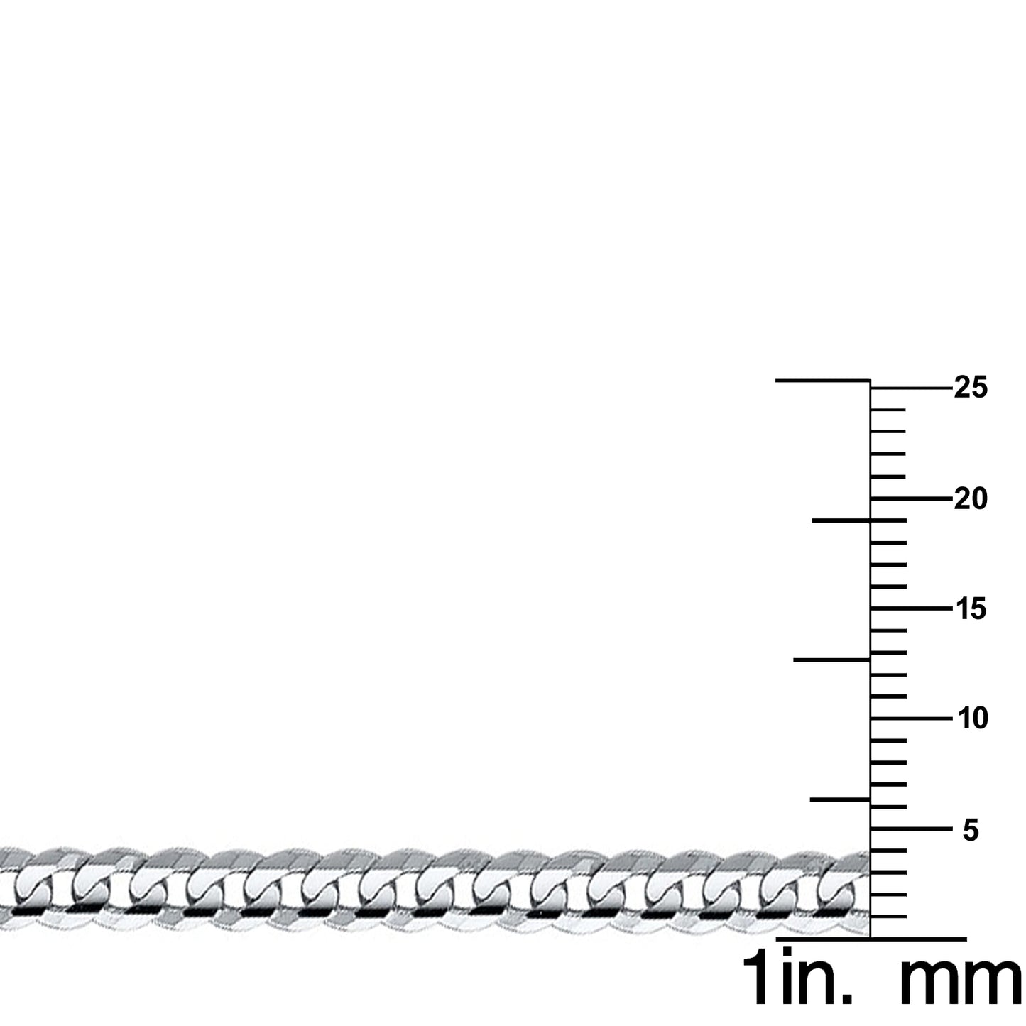 14k White Gold 4mm Regular Concave Cuban Unisex Chain Necklace