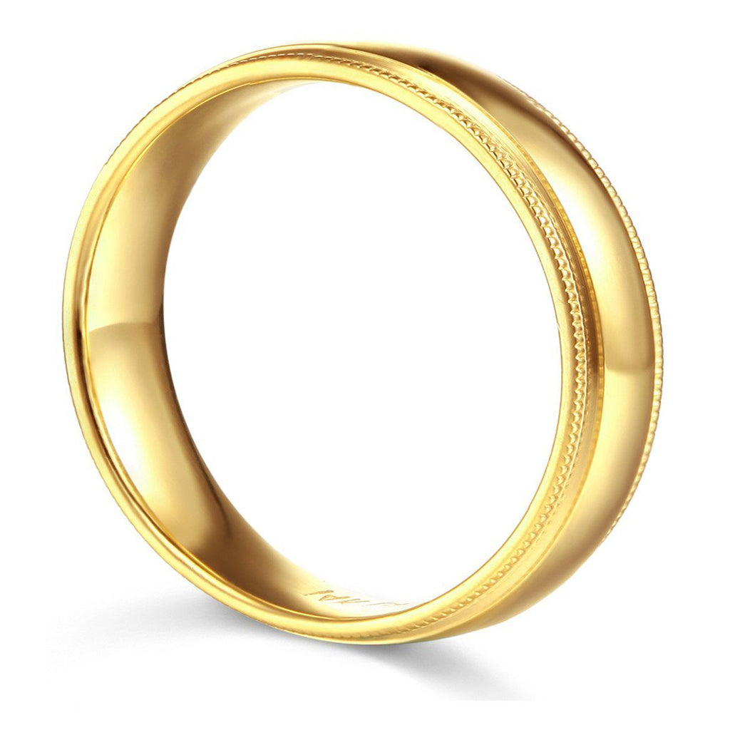 14k Yellow Gold 8mm Unisex Comfort-fit Polished Milgrain Wedding Band