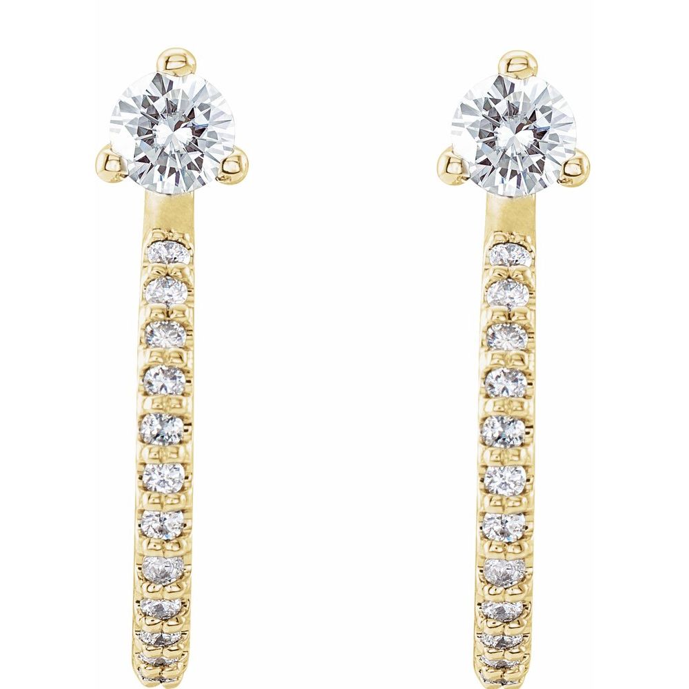 14k Yellow Gold 1/3 CTW Natural Diamond J-Hoop Earrings
