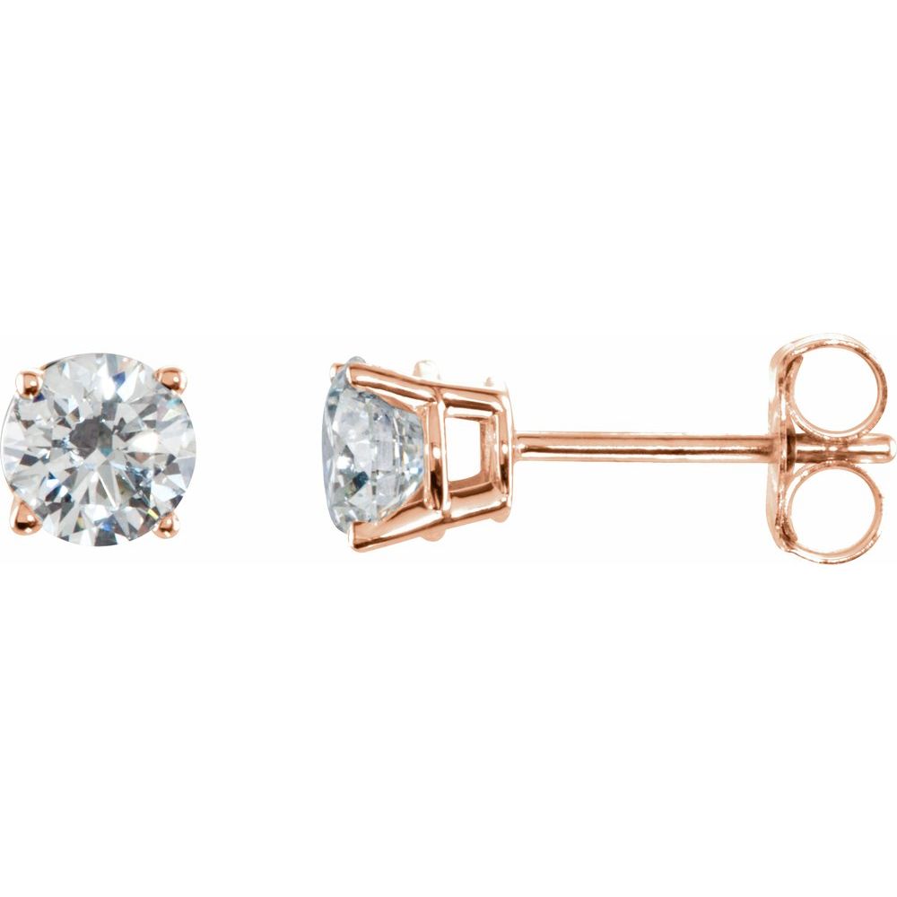 14k Rose Gold 3/4 CTW Natural Diamond Stud Earrings