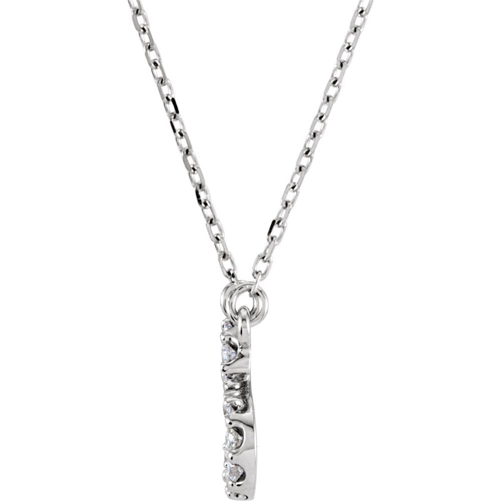 Unisex 14K White Gold 1/6 CTW White Diamond Natural Diamond Initial B Pendant Necklace