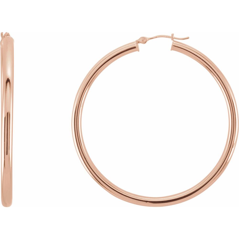 14K Rose Gold 48 mm Tube Hoop Earrings
