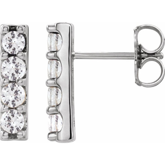 14k White Gold 1/2 CTW Lab-Grown Diamond Bar Earrings