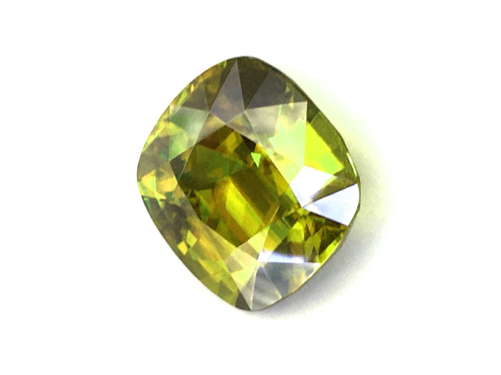 Natural Cushion-shape 38.08 carat Yellowish Green Sphene