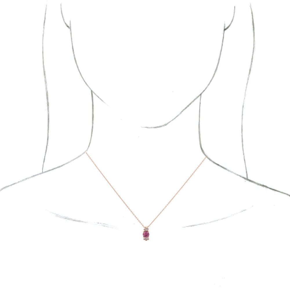 14k Rose Gold Natural Pink Tourmaline & 1/6 CTW Natural Diamond 16-18" Necklace