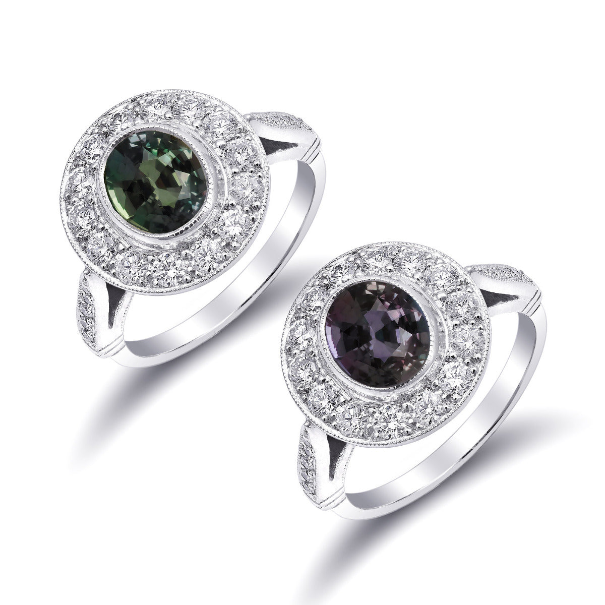 Platinum 2.13ct TGW Color Change Alexandrite and Diamond One-of-a-Kind Ring