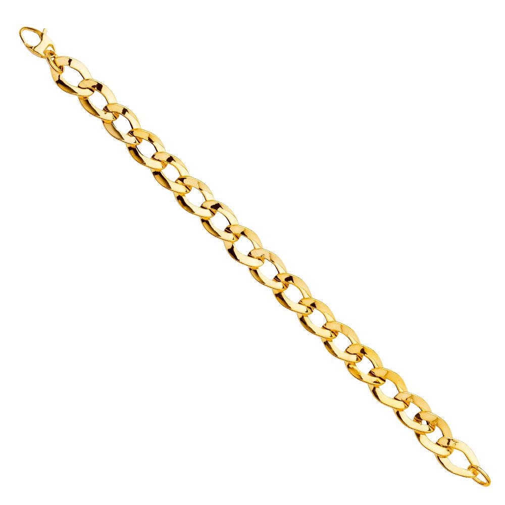 14K Yellow Gold Hollow Curb Link 7.5" Bracelet