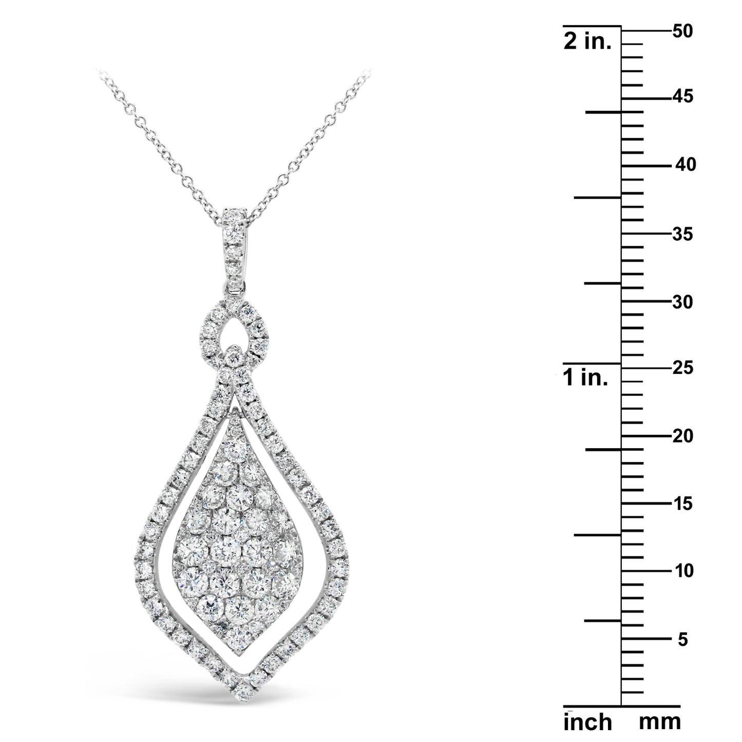 18k White Gold 1 5/8ct White Diamond Dangling Pendant Necklace