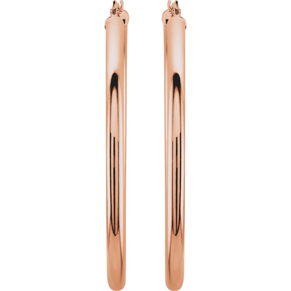 14K Rose Gold 48 mm Tube Hoop Earrings