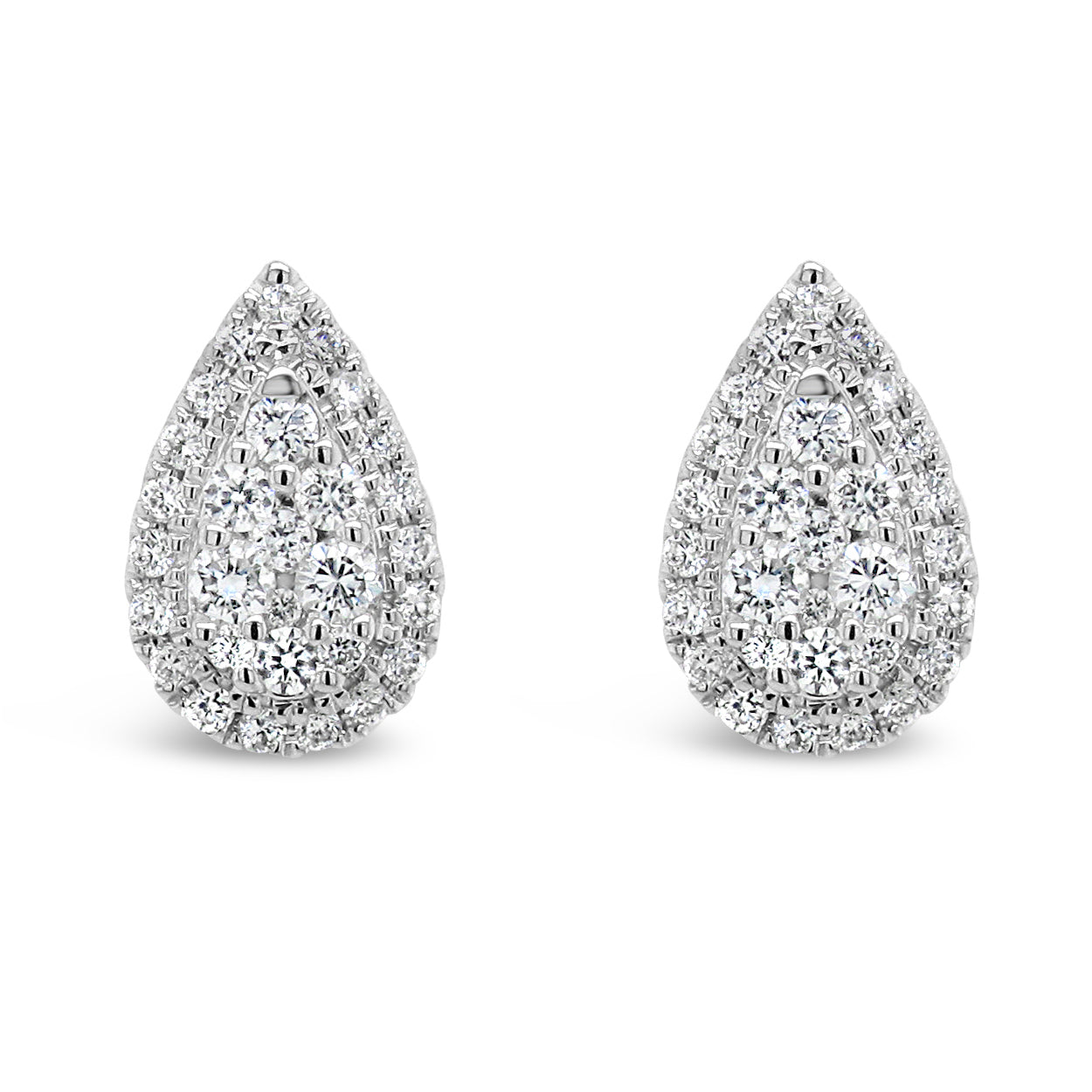 18k White Gold 1/3ct TDW White Diamond Pear Shape Cluster Stud Earrings