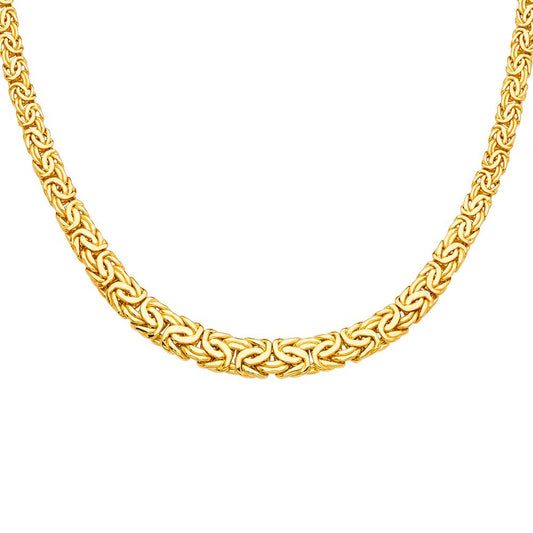 14K Yellow Gold Hollow Oval Byzantine Graduating Necklace