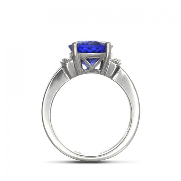 18k White Gold 5.53ct TGW Blue Tanzanite and White Diamond Ring (7)