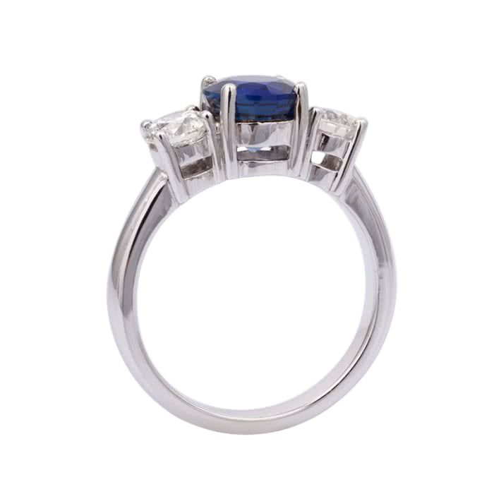 18k White Gold 3.04ct TGW Blue Sapphire and Diamond One-of-a-Kind Ring