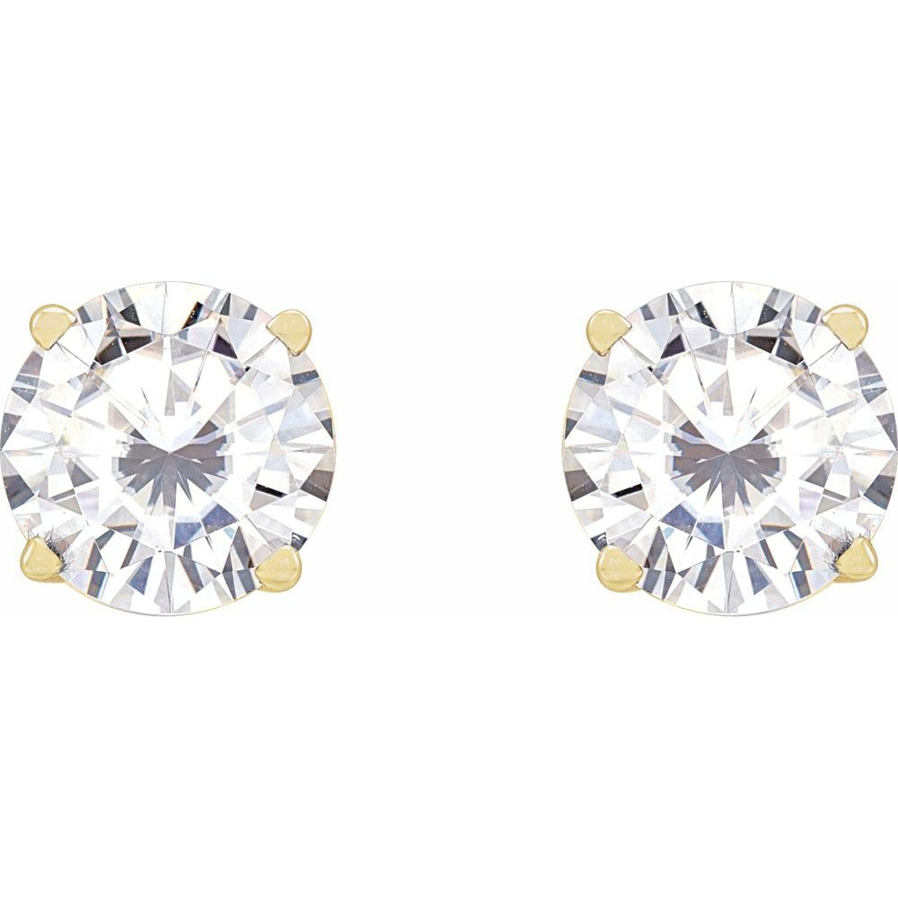 14k Yellow Gold 6.5 mm Lab-Grown Moissanite Stud Earrings