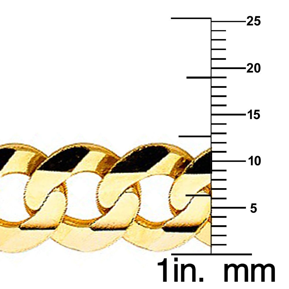 14k Yellow Gold 12.2-mm Wide Regular Concave Cuban Chain 8.5 inch Bracelet
