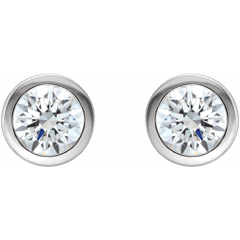 14k White Gold 1/2 CTW Natural Diamond Bezel-Set Earrings
