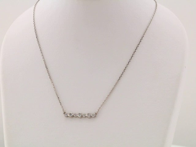 14k White Gold 1/5 CTW Natural Diamond Bezel-Set Bar 16-18" Necklace