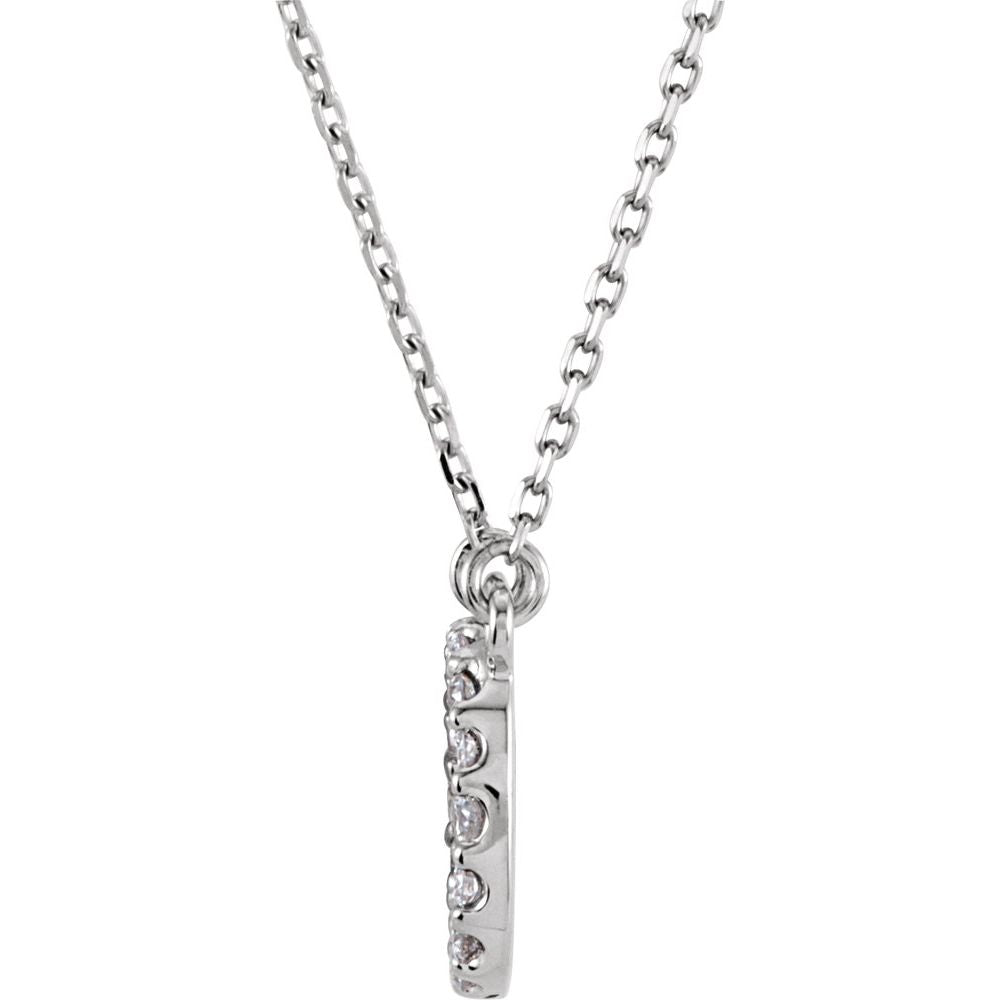 Unisex 14K White Gold 1/6 CTW White Diamond Natural Diamond Initial O Pendant Necklace