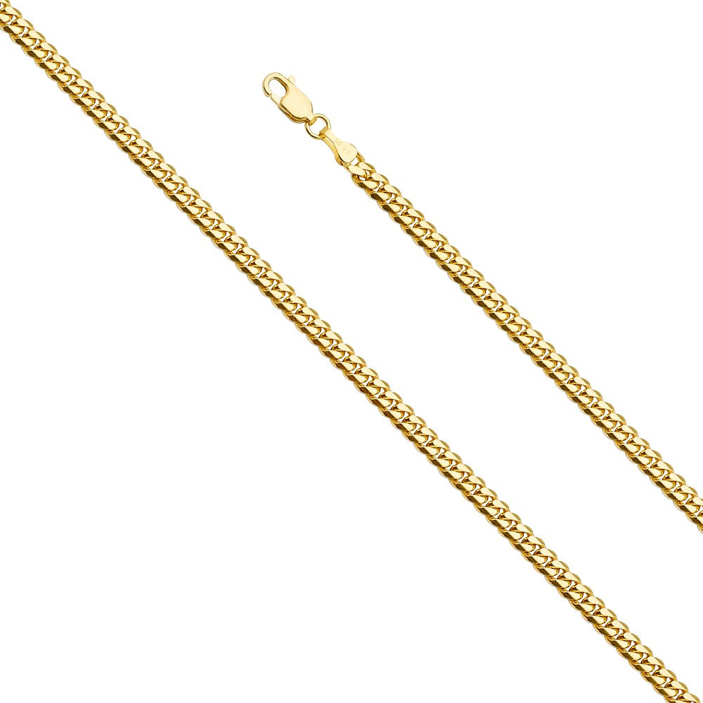 14k Yellow Gold 4mm Miami Cuban Unisex Chain Bracelet (7.5")