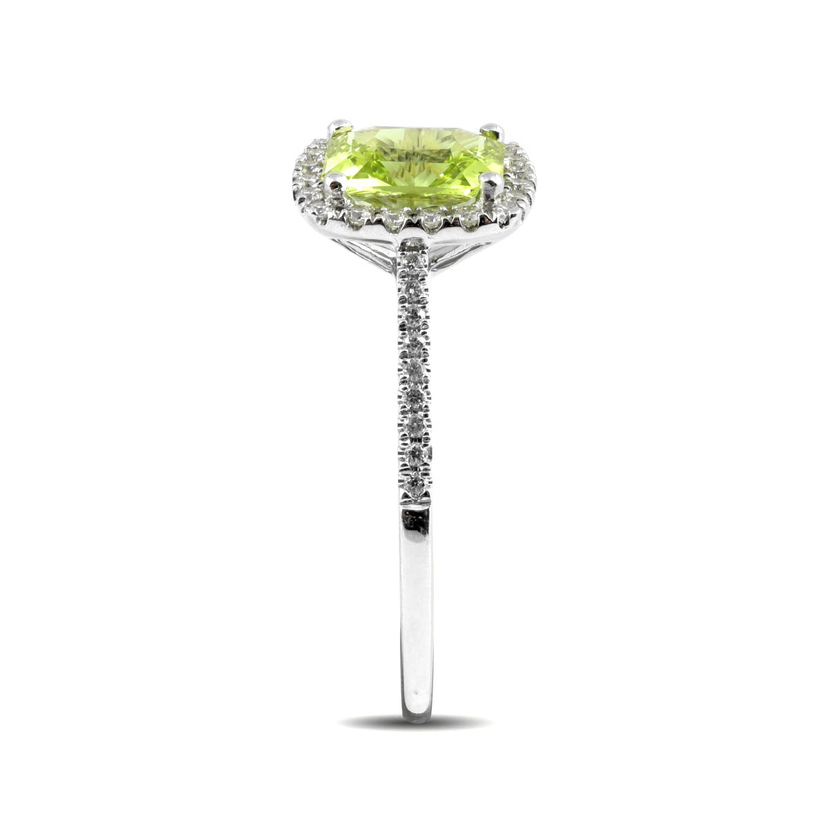 14K White Gold 1.53 TGW Chrysoberyl and White Diamonds One-of-a-Kind Ring