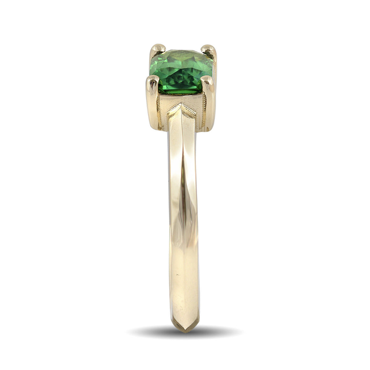 14K Yellow Gold 1.11ct TGW Rectangular-cut Green Tsavorite One-of-a-Kind Ring