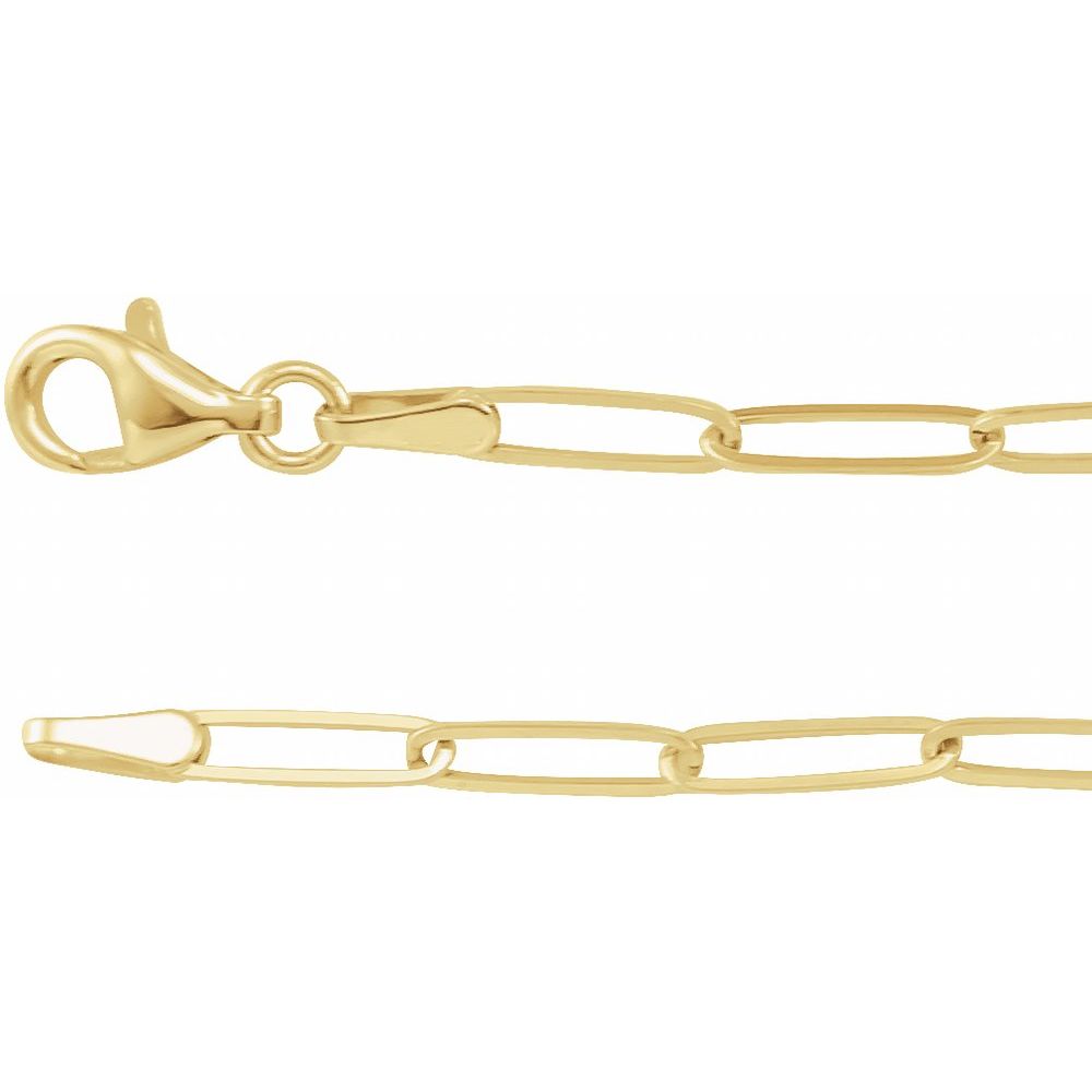 14K Yellow, White or Rose Gold 2.6 mm Paperclip-Style Chain