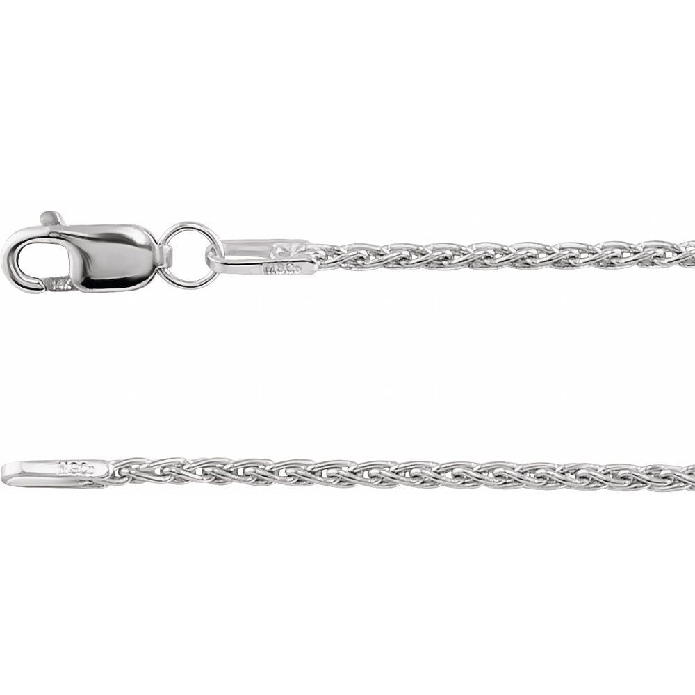 14K Yellow or White Gold 1.25 mm Wheat Chain