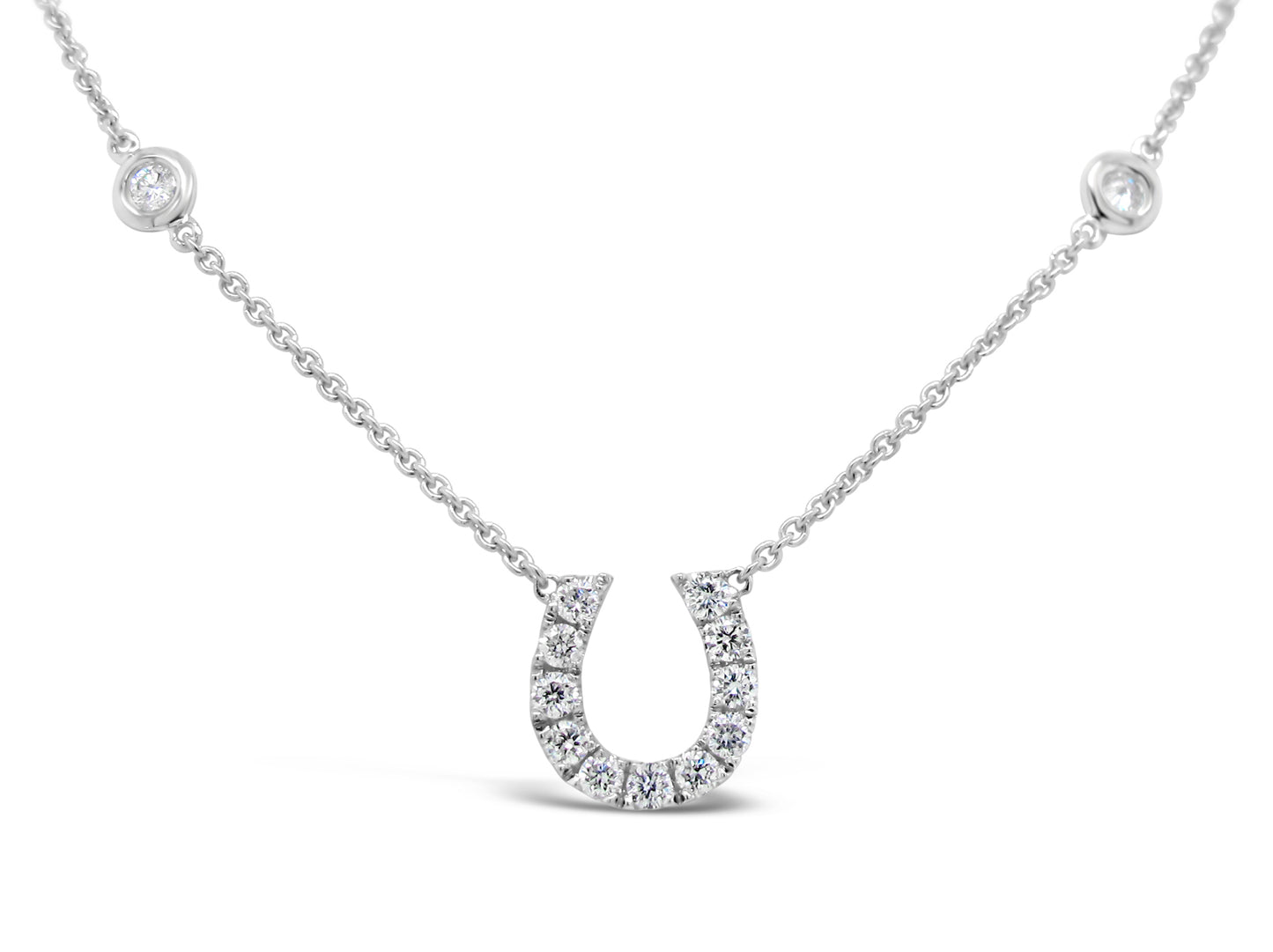 18k Gold 0.40ct TDW White Diamond Horseshoe Station Necklace