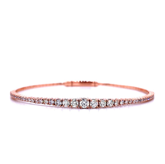 14k Rose Gold 1 3/8ct TDW Round-cut Graduated Diamond 6.5" Tennis Link Bracelet