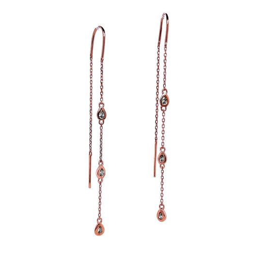 14k Rose Gold 1/4ct TDW Pear-cut White Diamond Threader Earrings