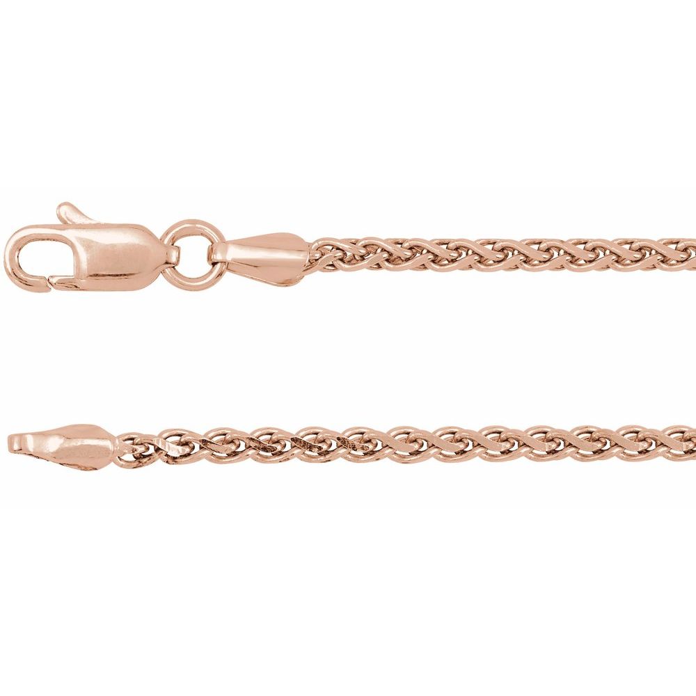 14K Yellow, White or Rose Gold 2 mm Diamond-Cut Wheat Chain