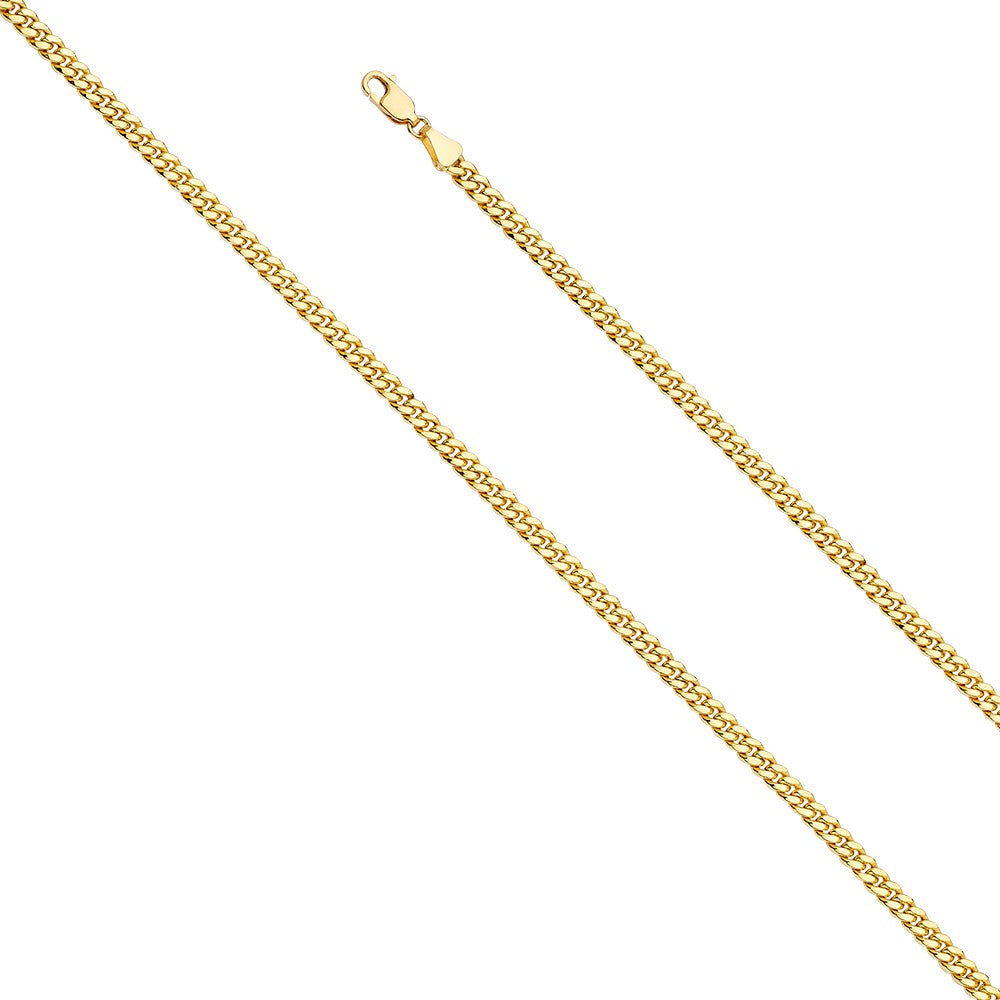 14k Yellow Gold 3.7mm Hollow Miami Cuban Unisex Chain Necklace