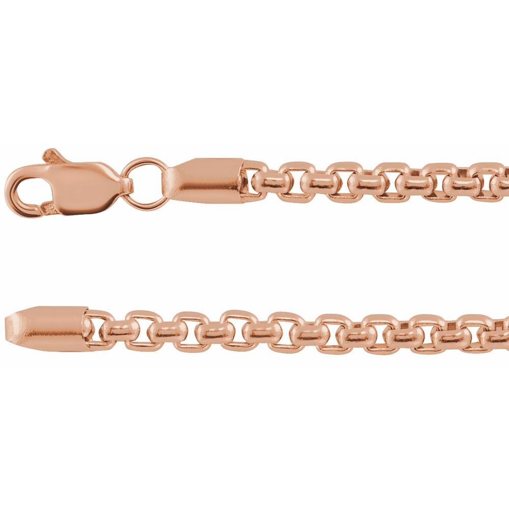 14K Yellow, White or Rose Gold 2.6 mm Rounded Box Chain