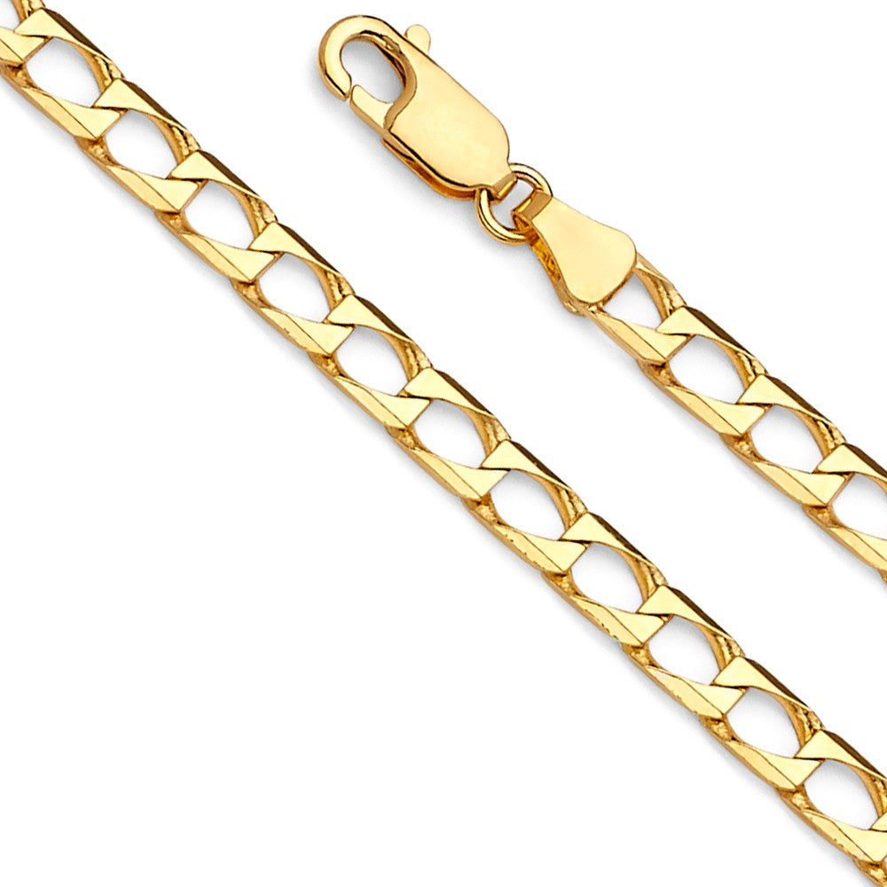 14k Yellow Gold 4.1mm Square Curb Unisex Chain Necklace