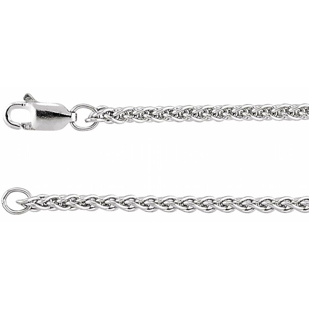 14K Yellow or White Gold 2.4 mm Wheat Chain