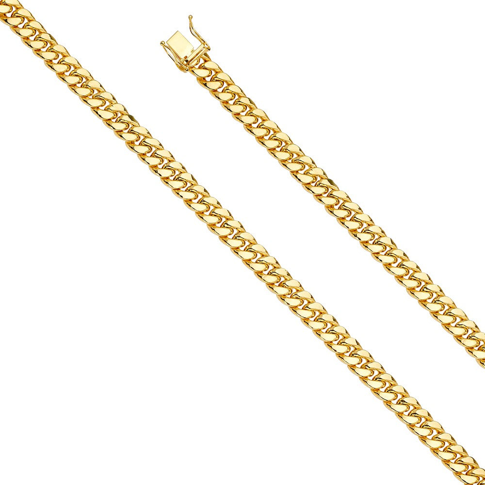 14k Yellow Gold 8mm Wide Hollow Miami Cuban Men's Chain Necklace