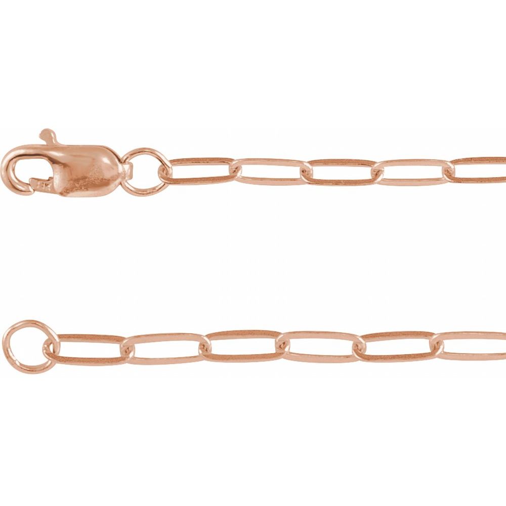 14K Yellow, White or Rose Gold 2.1 mm Paperclip-Style Chain