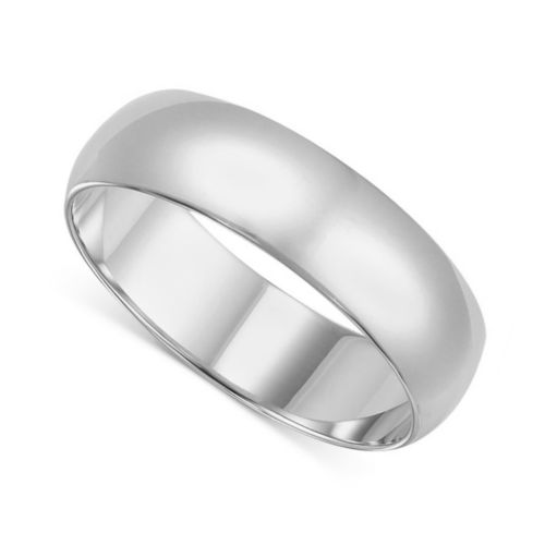 14k White Gold 7mm Unisex Standard-fit Polished Wedding Band