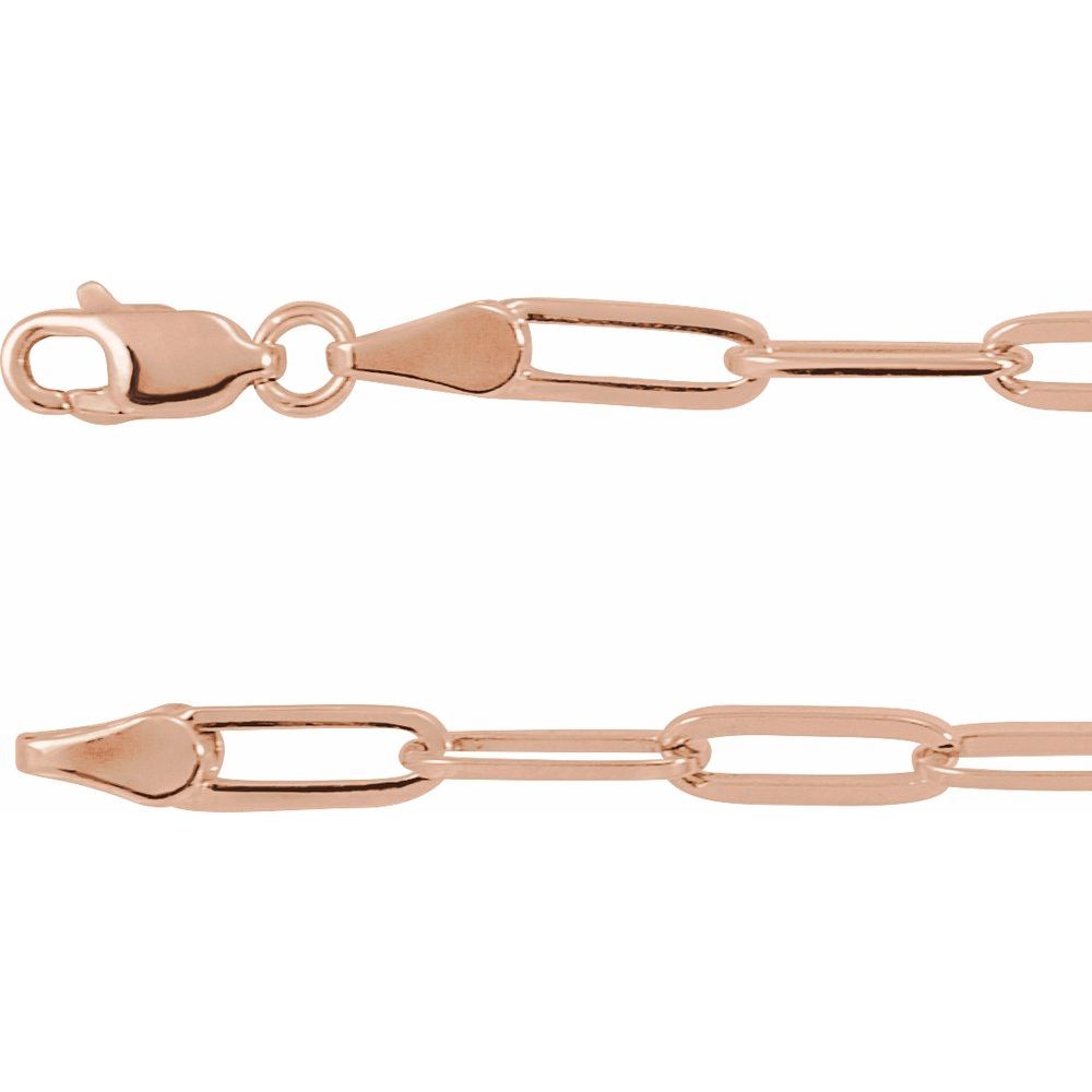 14K Yellow, White or Rose Gold 3.85 mm Paperclip-Style Chain