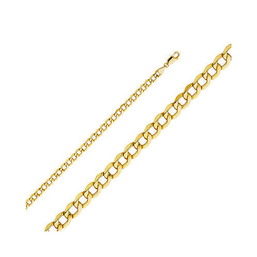 14k Yellow Gold 5.1mm Hollow Cuban Unisex Chain Necklace