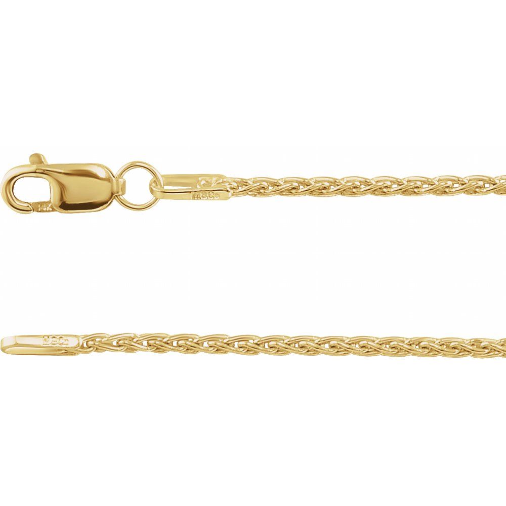 14K Yellow or White Gold 1.25 mm Wheat Chain