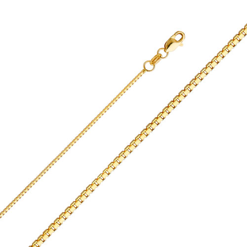 14k Yellow Gold 1mm Box Pendant Chain Necklace